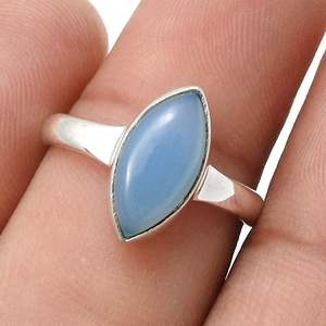 Stunning Marquise Cut Chalcedony Gemstone <b>Ring</b> <b>Crafted</b> From 925 Sterling Silver Handcrafted Engagement Band Bohemian Jewelry - Product Image 5