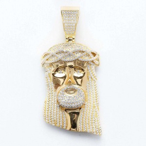 Hip Hop Jesus Pendant Necklace Cuban <b>Chain</b> 925 <b>Sterling</b> <b>Silver</b> Gold Plated Iced Out Mossanite Pendant for <b>Men</b> - Product Image 2