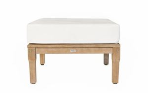 Pouf d'extérieur en teck rembourré, pouf de patio en bois massif, résistant aux intempéries, mobilier de jardin - Product Image 2