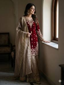 Women Heavy Embroidery Work Top Bottom Dupatta 3 Piece Set Premium Designer Indian Ethnic Suit for Womens - Product Image 2