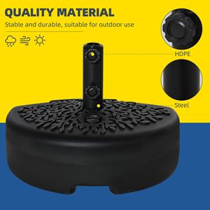 Base per Ombrellone da Patio Nera per Palo da 1,5 o 2 Pollici, Riempibile con Sabbia o Acqua, a Mezza Luna, Adatta per Cortili - Product Image 6
