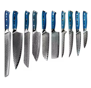 Ensemble de couteaux de cuisine en acier Damas de style japonais, couteaux de chef forgés à la main, manche en bois de noyer, fournisseur d'usine - Product Image 1