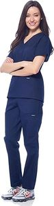Ensemble d'uniformes médicaux pour femmes et hommes, haut et pantalon en polyester tricoté avec options personnalisées - Product Image 5