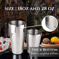 Ensemble de shakers à cocktails en acier inoxydable de style classique Camol Bulk Dispatch, capacité 18/28 oz, shaker Boston écologique en stock