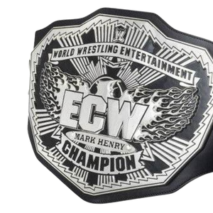 Ceinture de champion ECW Mark Henry, sangle noire avec plaque argentée, ceintures de championnat de lutte de haute qualité - Product Image 2