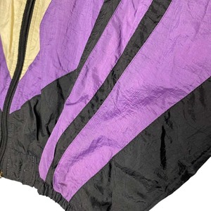 Veste coupe-vent unisexe athlétique bicolore, style rétro, imperméable, effet vintage, tissu nylon, col montant, fermeture éclair sur le devant - Product Image 4