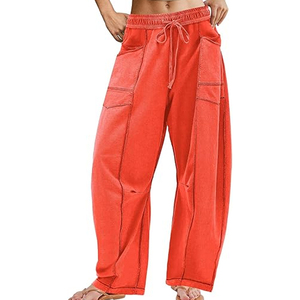 Pantalon de jogging décontracté d'été pour femme, taille haute, coupe ample, avec cordon de serrage, jambe large, style streetwear, vente en gros - Product Image 1