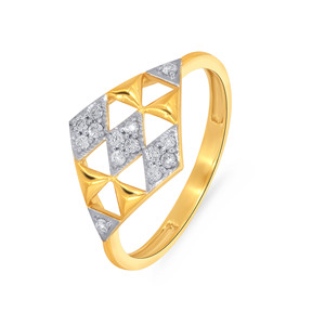 Bague en or unique avec diamants, design géométrique en treillis, poids total de 0,35 carat, bague de fiançailles et de mariage - Product Image 1