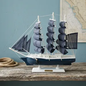 Modèle de bateau à voile en bois artisanal, objet décoratif nautique pour la maison, le bureau, la table, modèle de bateau décoratif maritime vintage - Product Image 5