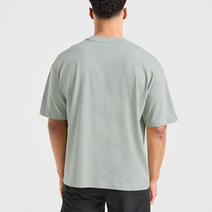 T-shirt surdimensionné personnalisé pour homme 100 % coton, col côtelé de luxe, épaules tombantes, streetwear, tee-shirt vierge de haute qualité, coupe carrée - Product Image 2