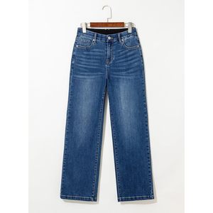 High Waisted Wide Leg Women Denim Pants Casual Straight Fit Jeans Stretch Denim Trousers For Ladies Jeans Wear - Product Image 3