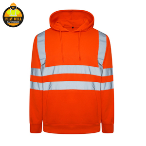 Wholesale Custom Logo Hi Vis Hoodie Fluorescent Reflective Safety Work Hooded Sweatshirt for Men Workwear - Product Image 2