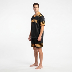 Ensemble de maillot de football pour homme Hawk Eye, noir et jaune, col en V, manches courtes, polyester respirant, uniforme - Product Image 5