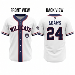 Maillot de baseball en polyester premium 220 GSM bleu roi avec broderie personnalisée en sergé, anti-UV, respirant et anti-humidité - Product Image 2