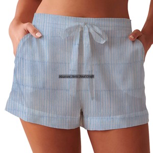 Shorts imprimés à la main pour femmes, vêtements de détente d'été en coton, collection plage pour filles, style baby doll - Product Image 1