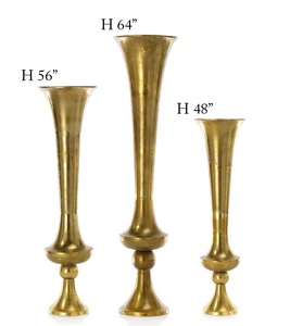 Ensemble de vases trompettes en laiton antique, urnes florales dorées de luxe pour centres de table de mariage, vases décoratifs hauts et fins pour la décoration - Product Image 2
