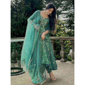 Conjunto de traje Anarkali de diseñador para mujer, ropa de fiesta con nuevo estilo elegante - Product Image 4