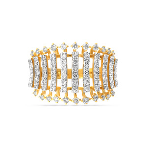 Anillo de Diamantes Shimmer Diamond con Banda de Diamantes Radiant Lattice en Oro de 14K, el Anillo de Diamantes Celestial Arch - Product Image 3