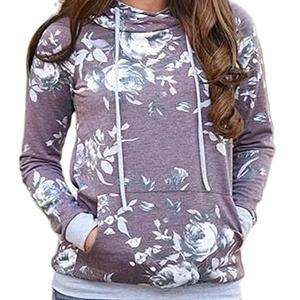 เสื้อสเวตเตอร์ผ้าฟลีซแบบสวมหัวสำหรับผู้หญิงผ้าคอตตอนผสมมีฮู้ดน้ำหนักเบาเสื้อฮู้ดลำลองแบบธรรมดา - Product Image 1