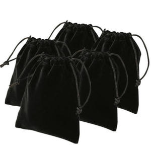 SWISHER INTERNATIONAL <b>Black</b> Velvet Drawstring Pouches Set of 5 Small Storage Bags with 1 Year Warranty for Jewelry or Gifts - Product Image 1
