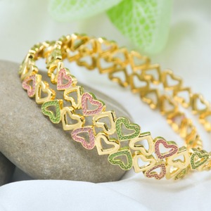 <b>Cute</b> Heart Design Gold Plated Bangles Multicolor Enamel Bangles for Women Girls Fashion Jewelry Daily Wear and Gift Collection - Product Image 1