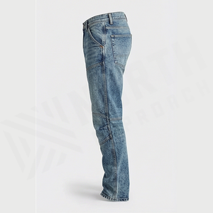 Jean en denim délavé coupe droite pour homme, taille haute, coupe régulière, en coton, style décontracté, pantalon d'automne - Product Image 3