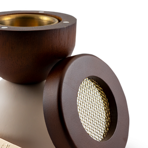 Brûleur d'encens en bois bicolore moderne en gros, encensoir de luxe en bois de manguier avec couvercle en maille et pinces dorées pour la décoration intérieure - Product Image 4