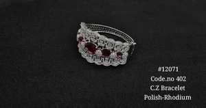 Bracelet en zircon coloré 12071, bracelet cubique plaqué rhodium, bijoux fantaisie en laiton avec pierres géométriques pour femme, idéal pour les soirées - Product Image 2