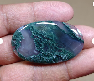 Natural <b>Green</b> <b>Moss</b> Agate Oval Polished Loose Gemstone Cabochon Decorative Healing Stone for Meditation - Product Image 2