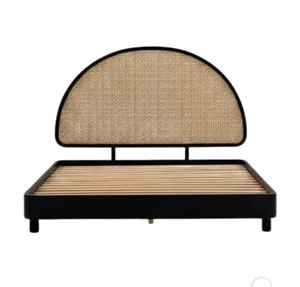 Lit de chambre commercial en rotin demi-dossier, finition noire, taille Queen, pour hôtels et villas - Product Image 5