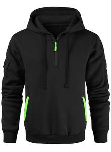 Sudadera con cordón ajustable y media cremallera para un ajuste perfecto, diseño superior personalizado, sudadera ligera y elegante de algodón para hombre y mujer, ropa urbana. - Product Image 2