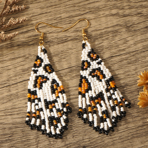 Pendientes de Cuentas con Borlas Miyuki, Diseño Bohemio con Estampado de Leopardo, Joyería Artesanal para Mujer, Ideal para Regalo - Product Image 3