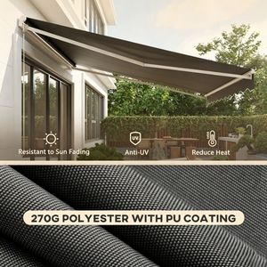 Toldo Retráctil para Patio con Brazos Plegables y Extensibles, Protección UV y Contra Lluvia, para Terrazas y Patios Traseros, Autoportante - Product Image 5