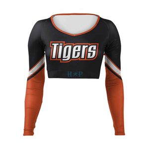 เสื้อครอปแขนยาวสำหรับเชียร์ลีดเดอร์ แบบสั่งทำพิเศษด้วยเทคนิค Sublimation ชุดยูนิฟอร์มเชียร์สำหรับเด็กหญิงและผู้หญิง เสื้อเชียร์ผู้หญิง กำลังเป็นที่นิยม - Product Image 4