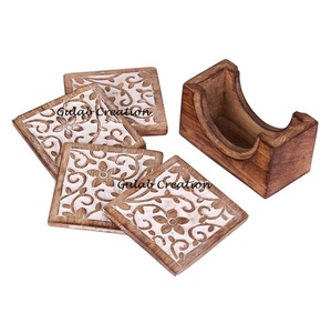 ที่รองแก้วไม้แกะสลักด้วยมือลายต้นไม้คลาสสิกเป็นมิตรกับสิ่งแวดล้อมถาดรองแก้วเครื่องดื่มทำจากไม้ธรรมชาติที่แกะสลักไม่เหมือนใครของขวัญสำหรับใช้ในบ้าน - Product Image 4