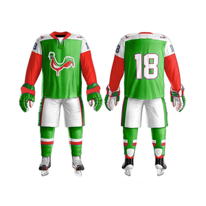 Uniformes de Hockey sobre Hielo con Mangas Raglán, Secado Rápido, Ligeros, Rojos y Negros, Cuello Redondo, Tejido Interlock de Poliéster - Product Image 5