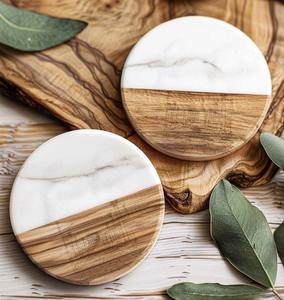 Juego de posavasos de madera y mármol de calidad artesanal para una protección duradera de la mesa. - Product Image 5