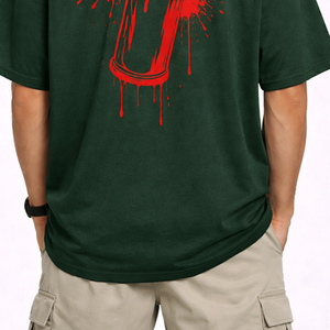 Premium Mens Graphic Back Print T Shirt Casual Short Sleeve Cotton Tee Featuring Bold Spray <b>Paint</b> Design On Back For Modern - Product Image 3