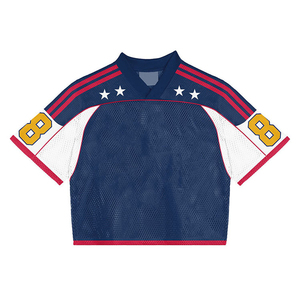 Camiseta de fútbol para mujer, estilo vintage, de poliéster, oversize, estilo urbano, elegante, informal, deportiva, de malla, corte holgado, estilo crop. - Product Image 1