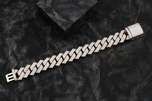 Bracelet cubain plaqué or 10K/14K et argent, diamant naturel de laboratoire taille brillant, bijoux hip-hop personnalisés unisexe - Product Image 4