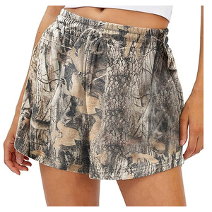 Quick Dry Lightweight Camouflage Mid Waist Sublimation Custom <b>Shorts</b> for Women 100% <b>Polyester</b> Side Pockets Running Sports - Product Image 1