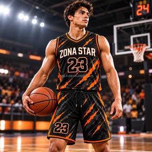 ชุดบาสเก็ตบอลและกางเกงขาสั้น ZONA STAR แบบสั่งทำพิเศษสำหรับผู้ชาย ชุดยูนิฟอร์มทีมบาสเก็ตบอลโพลีเอสเตอร์ แบบสั่งทำพิเศษด้วยเทคนิค Sublimation - Product Image 2