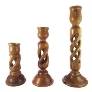 Porte-bougie en bois de qualité supérieure, décoration rustique pour la maison, idéal pour centre de table de mariage - Product Image 6