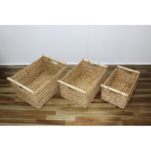 Trending Natural Water Hyacinth Rectangle Storage <b>Baskets</b> With Handles Rustic Multi Purpose Neatening Organizers - Product Image 6