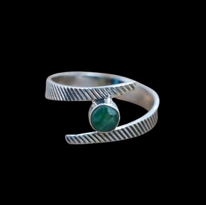 925 Sterling <b>Silver</b> Natural Green <b>Emerald</b> Round Gemstone <b>Ring</b> Handmade May Birthstone Fine Jewelry Gift for Her - Product Image 1