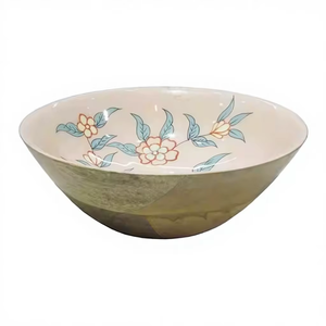 Venta al por mayor conjunto de diseño de esmalte único servidor de ensalada de gran capacidad de madera de mango ensaladera con utensilio para servir hecho a mano - Product Image 3