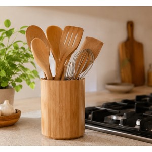 Portautensilios Apilable de Bambú con Divisores Deslizantes |   Almacenamiento de Cocina al por Mayor - Product Image 3