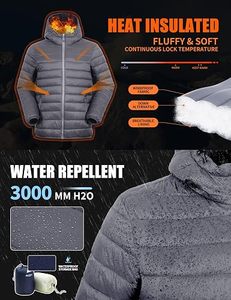 <b>Men's</b> Lightweight Packable Puffer Jacket Waterproof Winter Hood Jacket Custom Packable Quilted Puffer Jacket With Storage <b>Pouch</b> - Product Image 5
