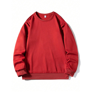 เสื้อสเวตเชิ้ตผู้ชายสีแดง ผ้าฝ้าย คอกลม ทรงปกติ สวมใส่สบาย ผ้าถัก สีพื้น พิมพ์ลายดิจิทัล ป้องกันขนร่วง ใส่ได้ในฤดูใบไม้ร่วง - Product Image 1