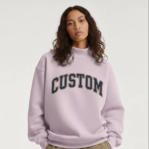 Sweat-shirt d'hiver épais à col montant oversize pour femme, personnalisable avec broderie, anti-boulochage, respirant - Product Image 1